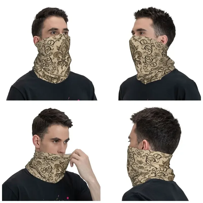 Bandana de lã vintage para homens e mulheres, polainas de pescoço para caminhadas, cachecol de ciclismo, flor de lírio Balaclava, mais quente