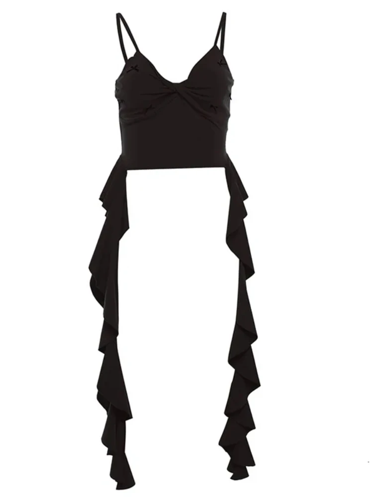 سترة بروتيل صيفية جديدة لعام 2025 للنساء موضة الشارع بقصة ضيقة وكشكشة علوية مثيرة بدون ظهر باللون الأحمر تناسب كل مباراة Mujer