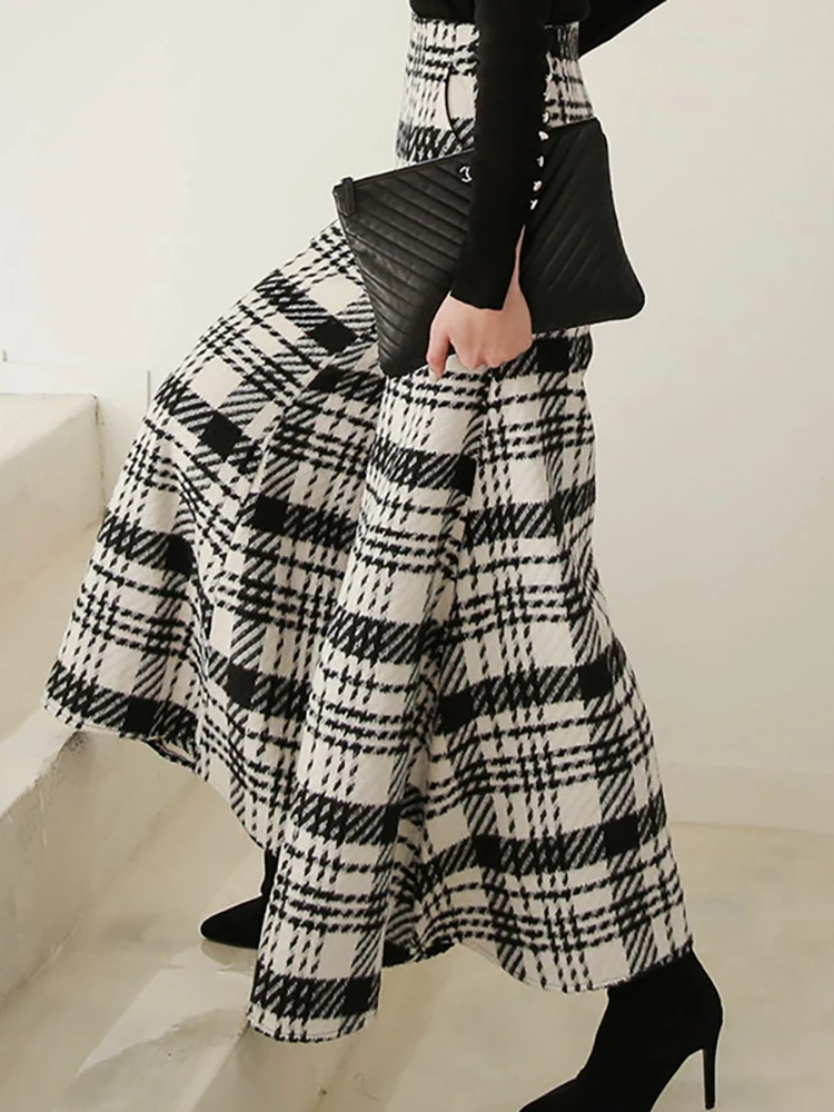 Slim Office Korean Plaid Pant High Waist Trousers Capris 2023 New Fashion Women Casual Wide Leg Pants Female Autumn Winter