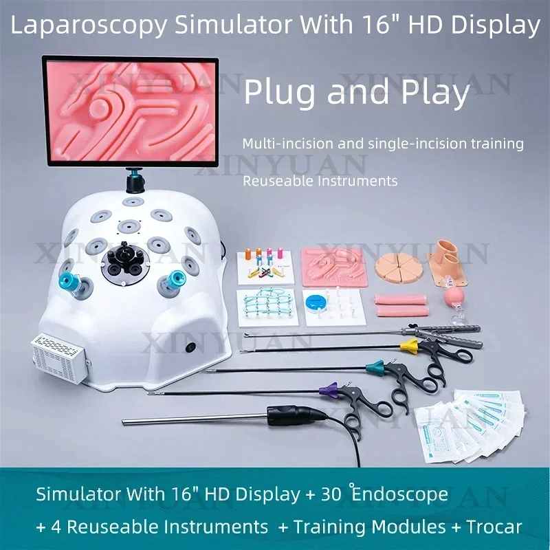 Laparoscopic Endoscopic Trainer Simulator, Reusable Surgical Instruments Including Needle Holder, Maryland Grasper, Scissor and