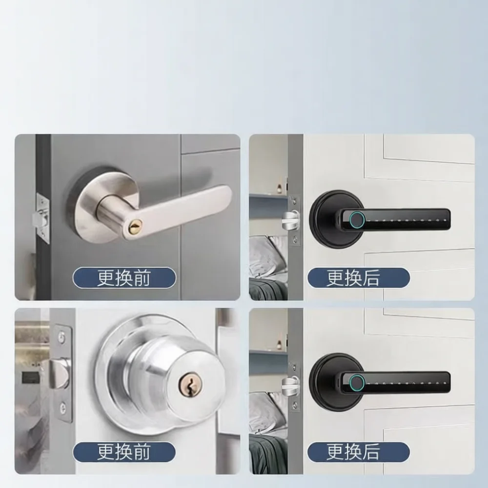 Smart Door Lock Biometric Fingerprint Keyless Entry Knob Deadbolt Tuya App Control Bluetooth Digital Password Wood Door