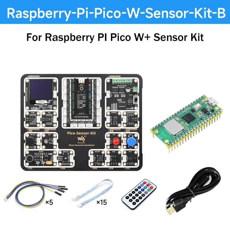 

Waveshare For Raspberry Pi Pico W Expansion Board +Sensor Modules Kit For Raspberry Pi Pico Series Motherboards Replacement