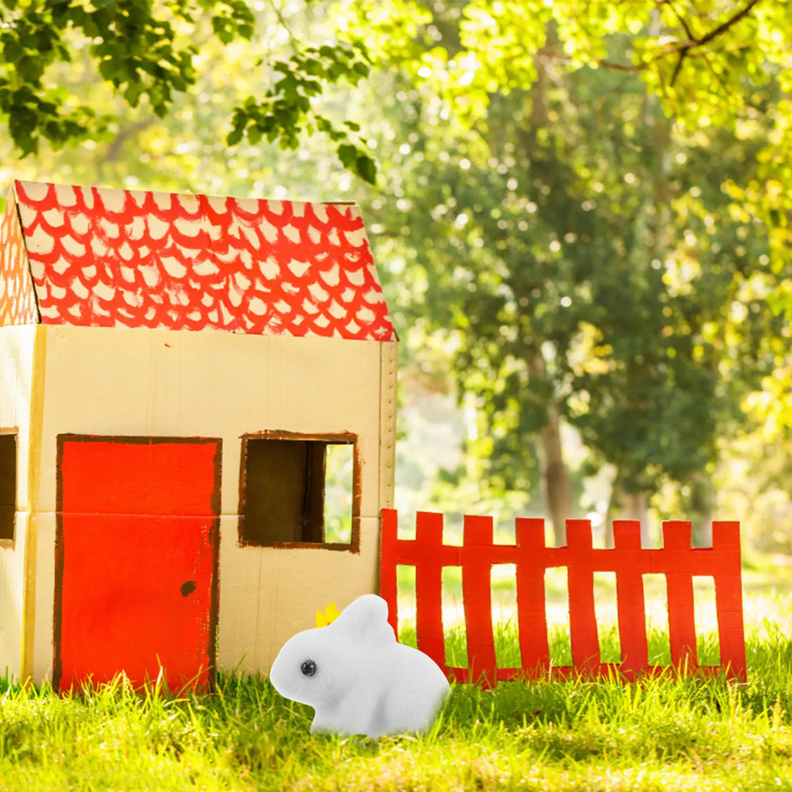10Pcs Charming Miniature Rabbit Garden Sculptures Micro Landscape Decoration Cake Topper Accessories Outdoor Mini