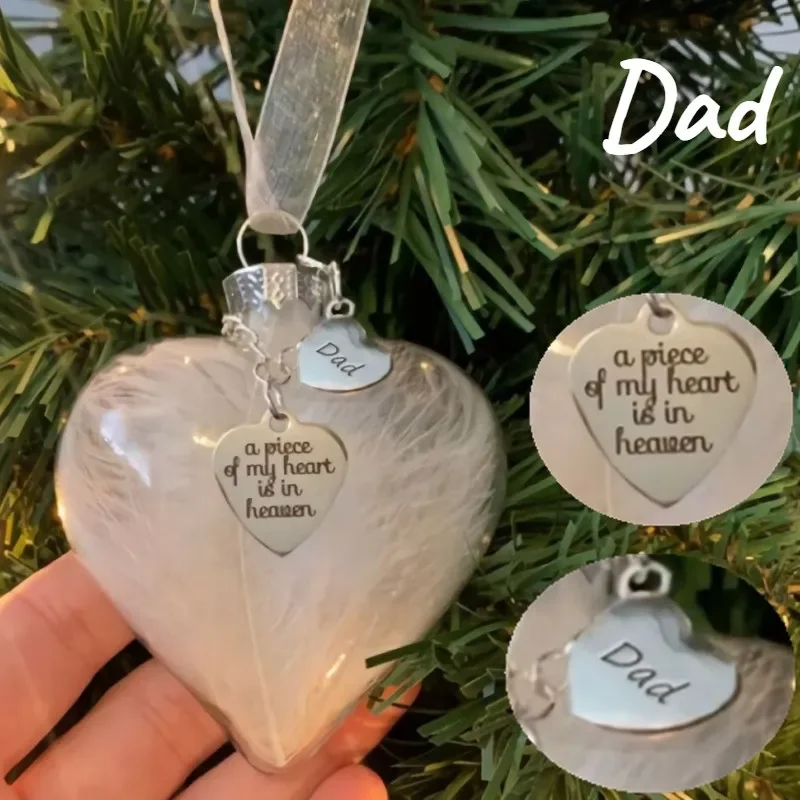 A Piece of My Heart Is In Heaven Love Xmas Souvenir Transparent Plastic Ball Commemorative Christmas Tree Ornaments Jewelry Gift