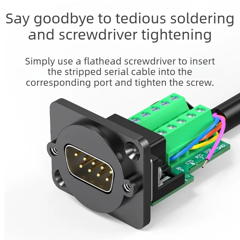 DB9 Solder-free Module 9-pin Serial Port Socket Hardware Panel RS232/485 Interface PLC Communication Docking Head Female Socket