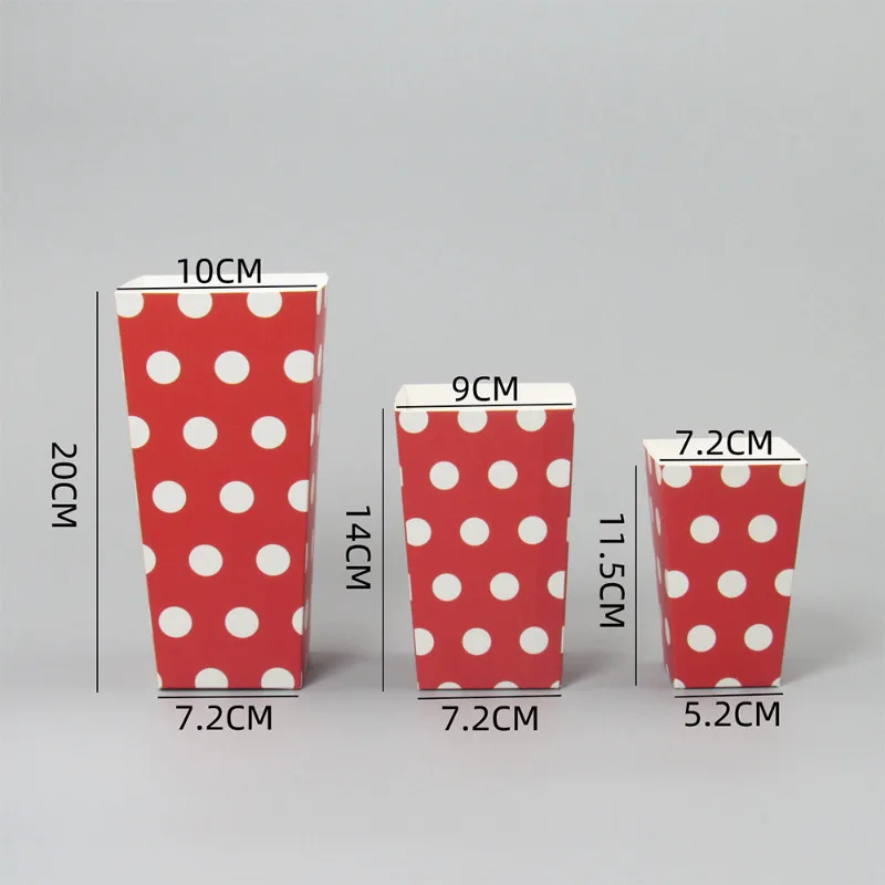 Red White Polka Dot Striped Swimming Ring Disposable Folding Popcorn Box Snack Box Waterproof and Oil-proof Food Packaging Box