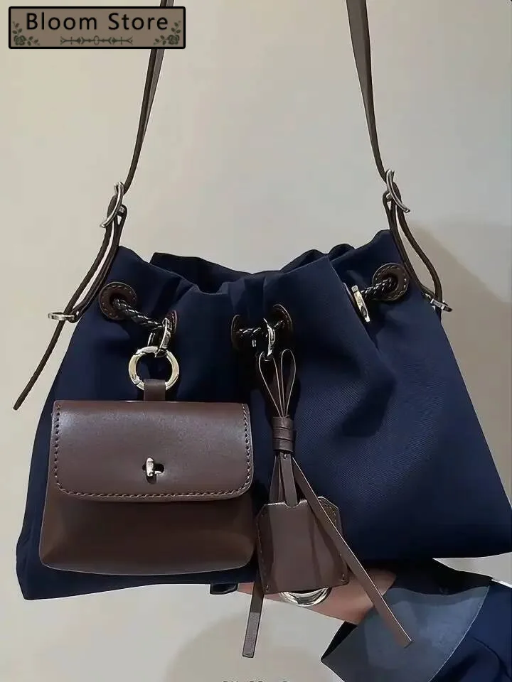 

Bloom Retro Pocket Blue Messenger Bag Wallet Women Vintage Nylon Chic Casual Crossbody Bags Ladies Y2k Handbag 2025