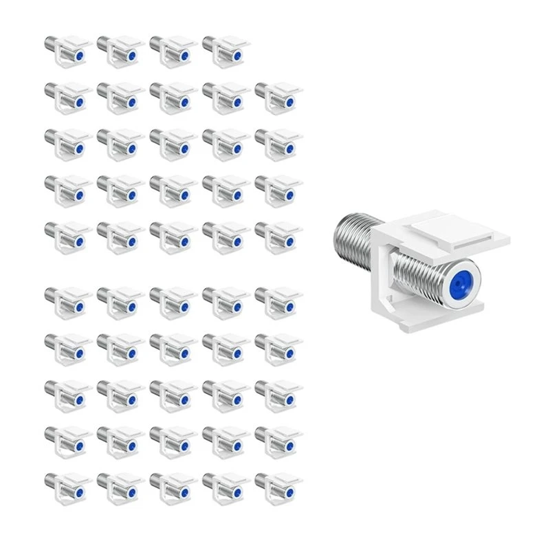 【A17Z】F-Type RG6 Female To Female Coaxial Cable Connectors 50PCS Keystones Jack Inserts Extenders For Wall Plate Coax