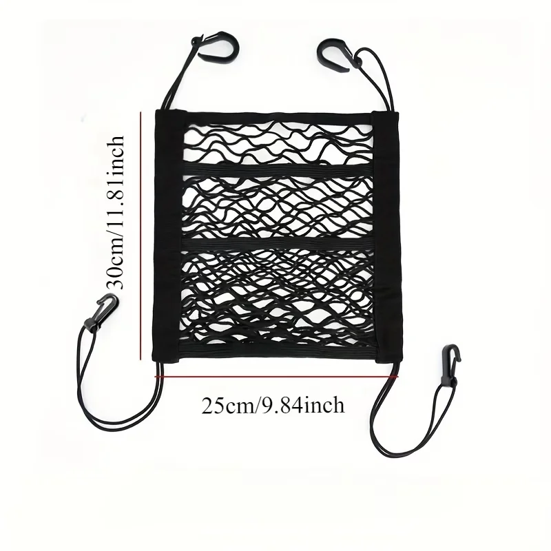 Upgraded Large‑Capacity Between‑Seat Mesh Car Storage Bag, 3‑Layer Four‑Way Stretch Car Organizer for Daily Goods