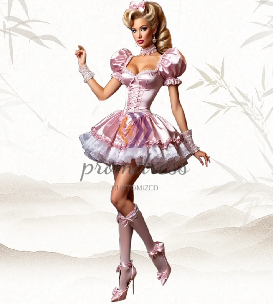

Janpanese Pink Cosplay Prom Dress Mini Short Lace Costume Evening Dress Lolita Halloween Cocktail Party Dress 2025 Customized