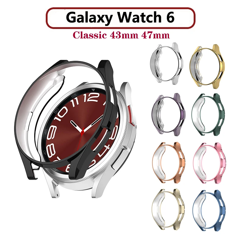 Caso chapeado TPU brilhante para Samsung Galaxy Watch, capa macia, relógio clássico 6, 40mm, 44mm, 43mm, 47mm, novo