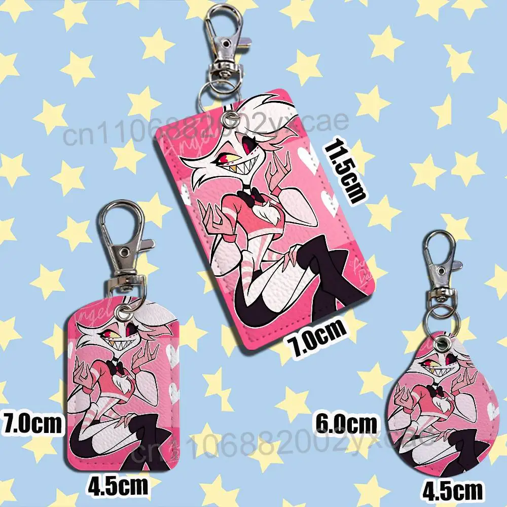 Angel Dust Alastor Hazbin Hotel Rectangle ID Card Case Keychain Access Card Bag Key Tag Ring Leather Card Holder Key Ring Access - view 2