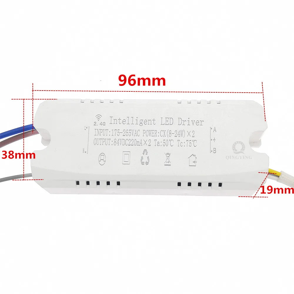 1pcs AC220V 2.4G Remote Control Intelligent LED Driver 8-24W 25-40W 37-60W X2  220mA Color Changeable Dimming Transformer