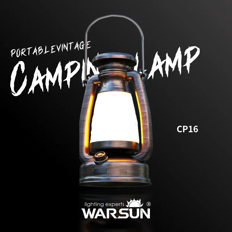 WARSUN Retro Lantern CP16, Portable Camping Light, 160Lm, 3 Modes, 6-30h Runtime, Rechargeable, IP44 Waterproof, Foldable Handle