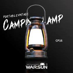 WARSUN Retro Lantern CP16, Portable Camping Light, 160Lm, 3 Modes, 6-30h Runtime, Rechargeable, IP44 Waterproof, Foldable Handle