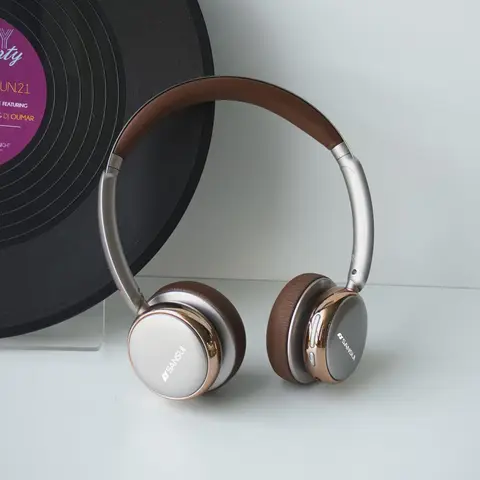 Sansui DT11 ANC 무선 Bluetooth 5.4 헤드폰 -45dB 능동형 소음 감소 헤드셋 50H 재생 시간 오버 이어 레트로 이어폰