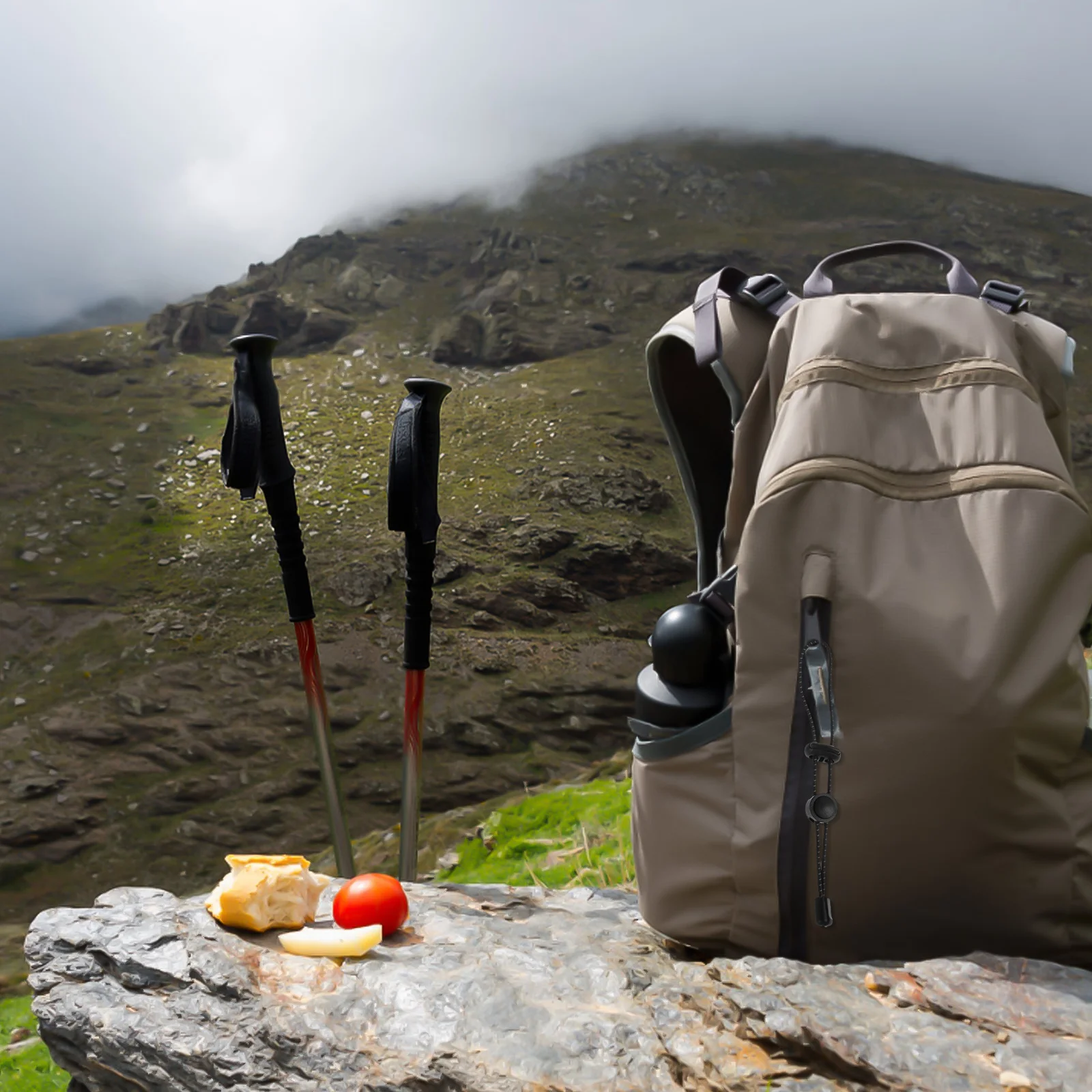 

2pcs Climbing Stick Straps Hiking Bag Rope Black Backpack Buckle Attachments Extension Pole Travel Adjustable Elastic