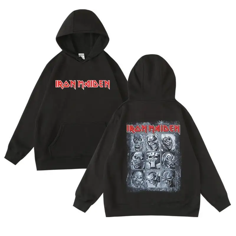 European and American metal rock band IronMaiden wearing hooded sweatshirts and autumn/winter maternity clothes