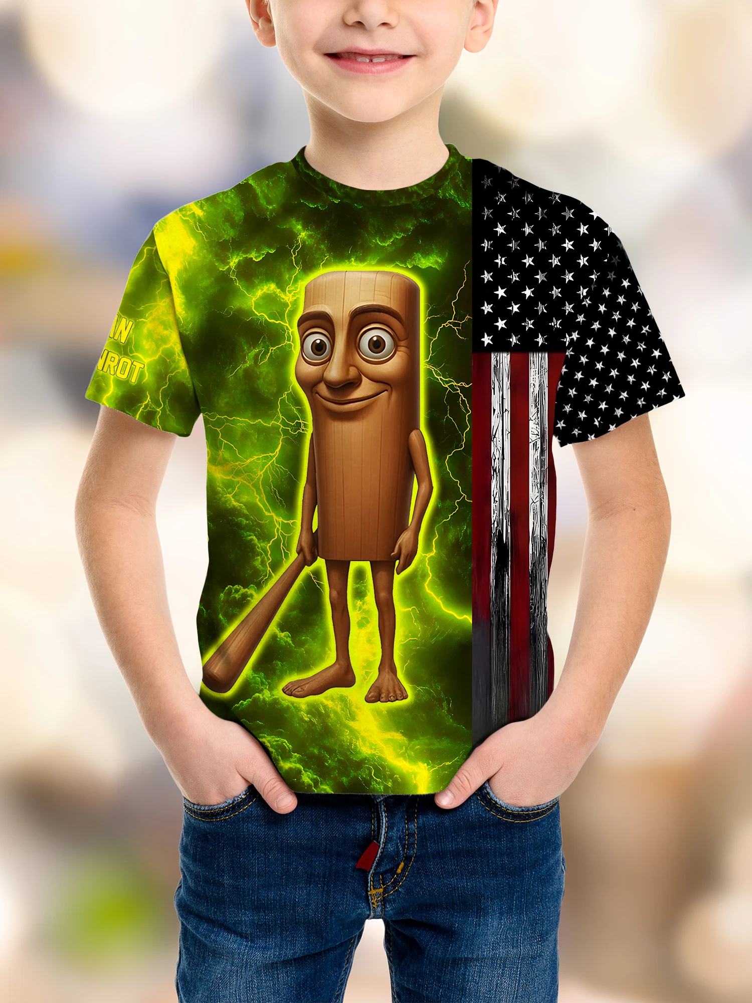 Fashion Boys T-shirt Clothing TUNG TUNG SAHUR Italian Brainrot 3D Cartoon Print Man T-shirt Children's Sport Breathable Clothing