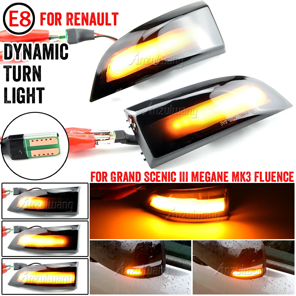 Fit for Renault Megane MK3 Grand Scenic III 2009-2015 Scenic III Fluence LED Dynamic Blinker Indicator Mirror Turn Light Signal