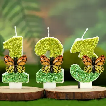 0-9數字蛋糕蠟燭創意趣味生日蠟燭綠色蝴蝶蛋糕蠟燭大豆蠟生日派對蛋糕裝飾 10 最佳銷售 蝴蝶蠟燭 - №9