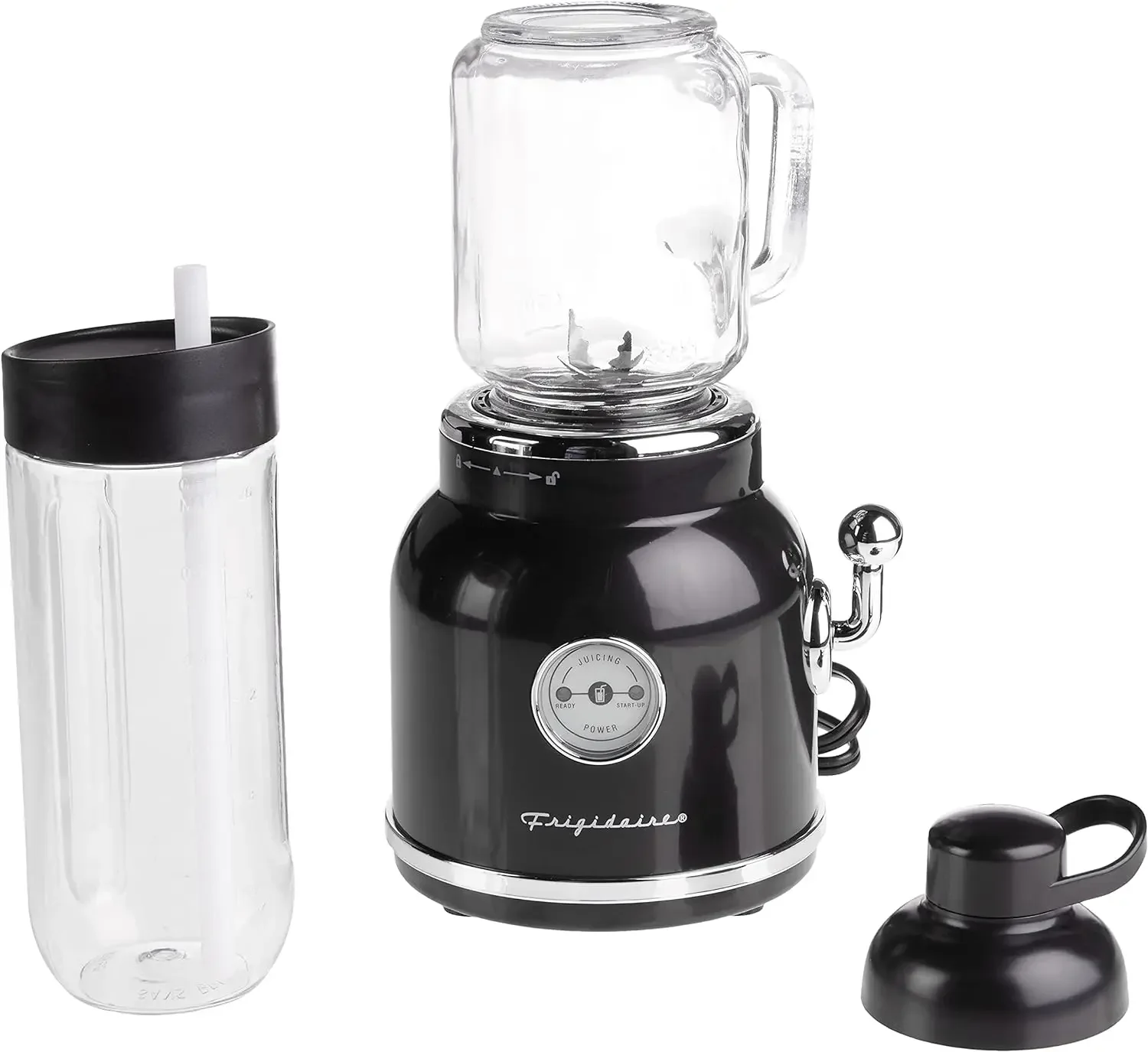 

ESMM100-BLACK Retro Smoothie Maker Personal Blender w/ Mason Jar, Perfect for Shakes & Smoothies, High Power 300W, Black