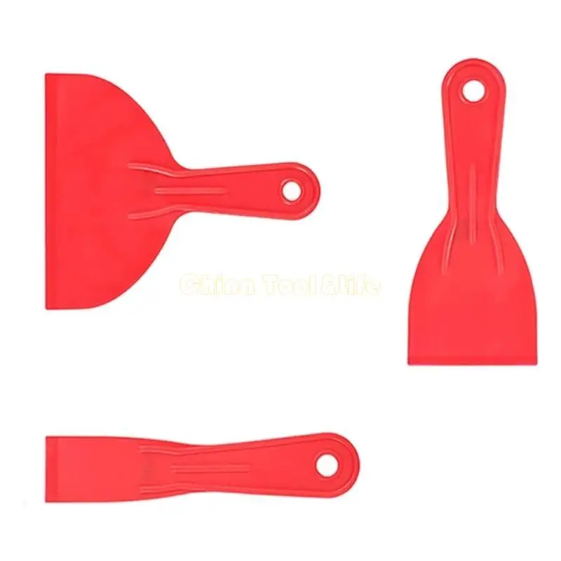 

57QF Pack Of 3 Plastic Putty Scraper Set Suitable For Wall Paper Decal Spackling Taping Texture Creation Professional Project