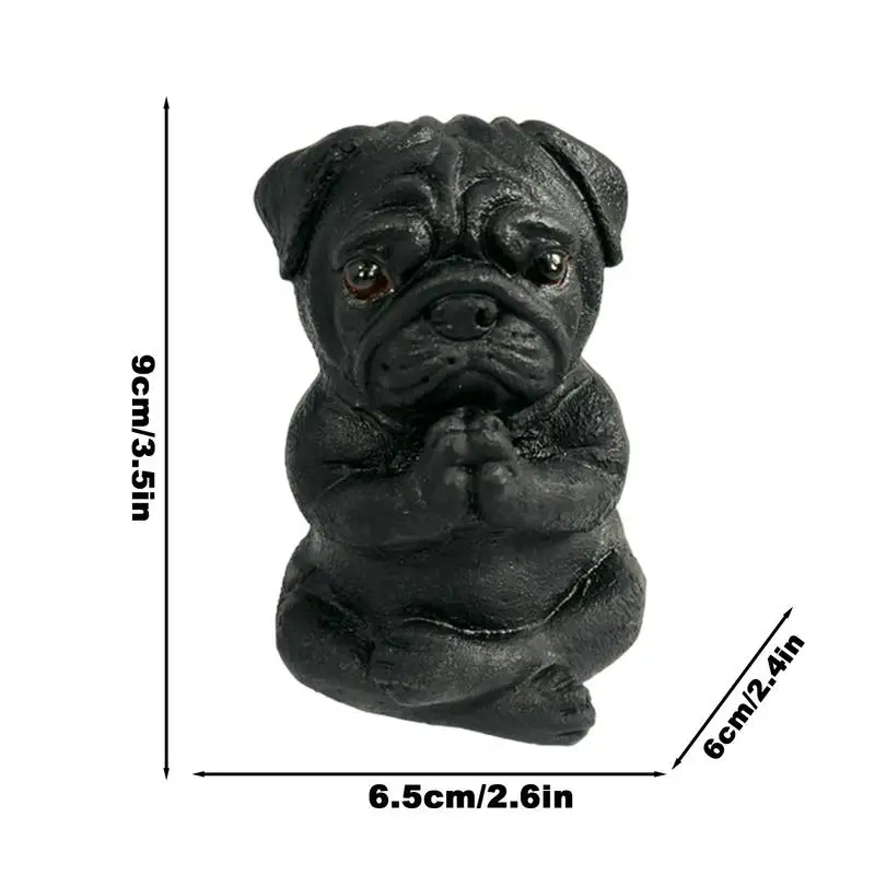 Meditation Dog Statue Resin Pug Sculpture for Car Decoration Zen Yoga Dog Figurine Meditation Pug Statue for SUVs Trucks Cars