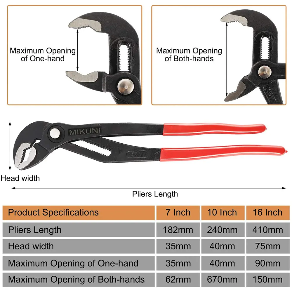 Water Pump Pliers Quick-release Plumbing Pliers Straight Jaw Groove Joint Set Combination Tools Adjustable Universal Wrench Pipe