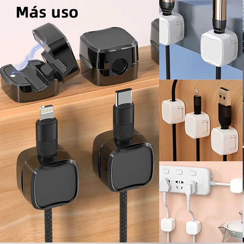 Clips de Cable magnéticos, soporte de Cable ajustable suave debajo del escritorio, soporte de gestión de cables, organizador de cables, 1/3/6 piezas