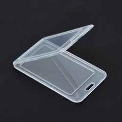 ID Badge Holder Transparent Office Staff Work Card Case Cover Name Badge Holder Plastic Credit Bus Pass Card Sleeve Badge Cover