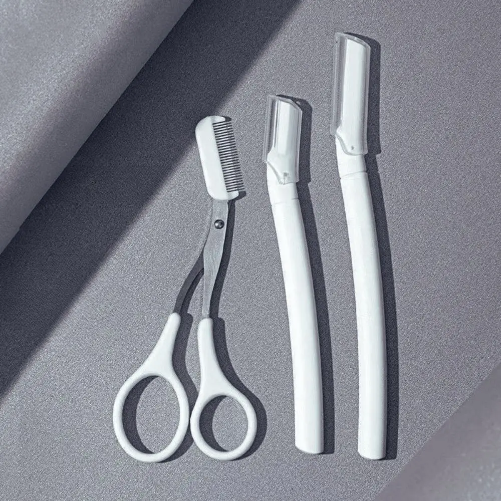 Rasoio sopracciglia in acciaio inossidabile con pettine, strumento professionale di bellezza per la depilazione per donne e uomini