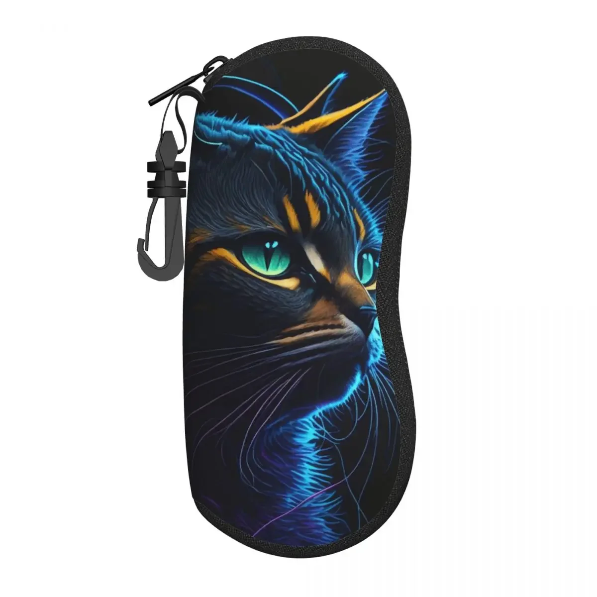 Music Cat Glasses Case Cool Animal Zipper Sunglasses Pouch Unisex Daily Eyeglass Protector Vintage Eyewear Box