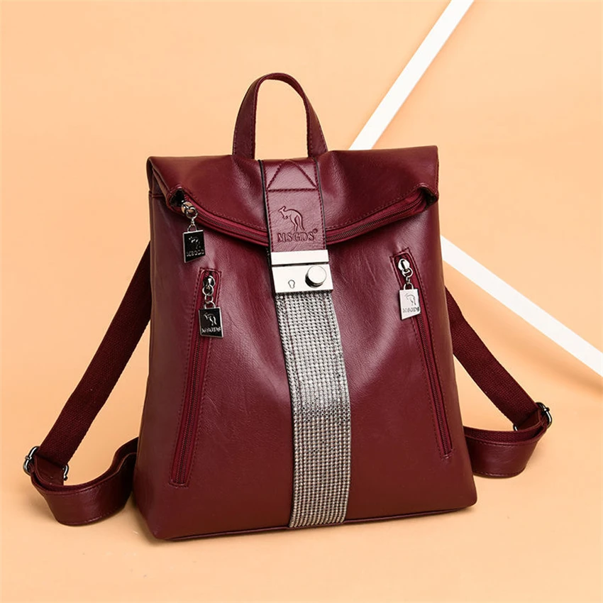 Multifunction Anti Theft Backpack Women Fashion Shoulder Bag Soft Leather Backpacks Female Daypack Ladies Large Capacity Bagpack