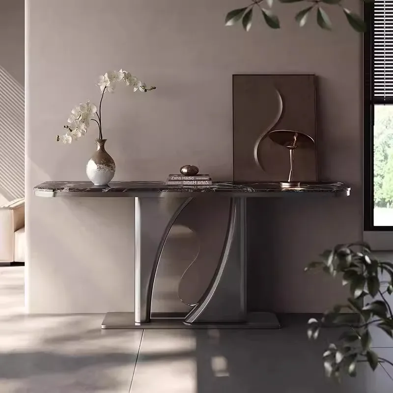 Light luxury living room entrance hall entrance table Natural luxury stone microcrystalline stone entrance table Modern simple w