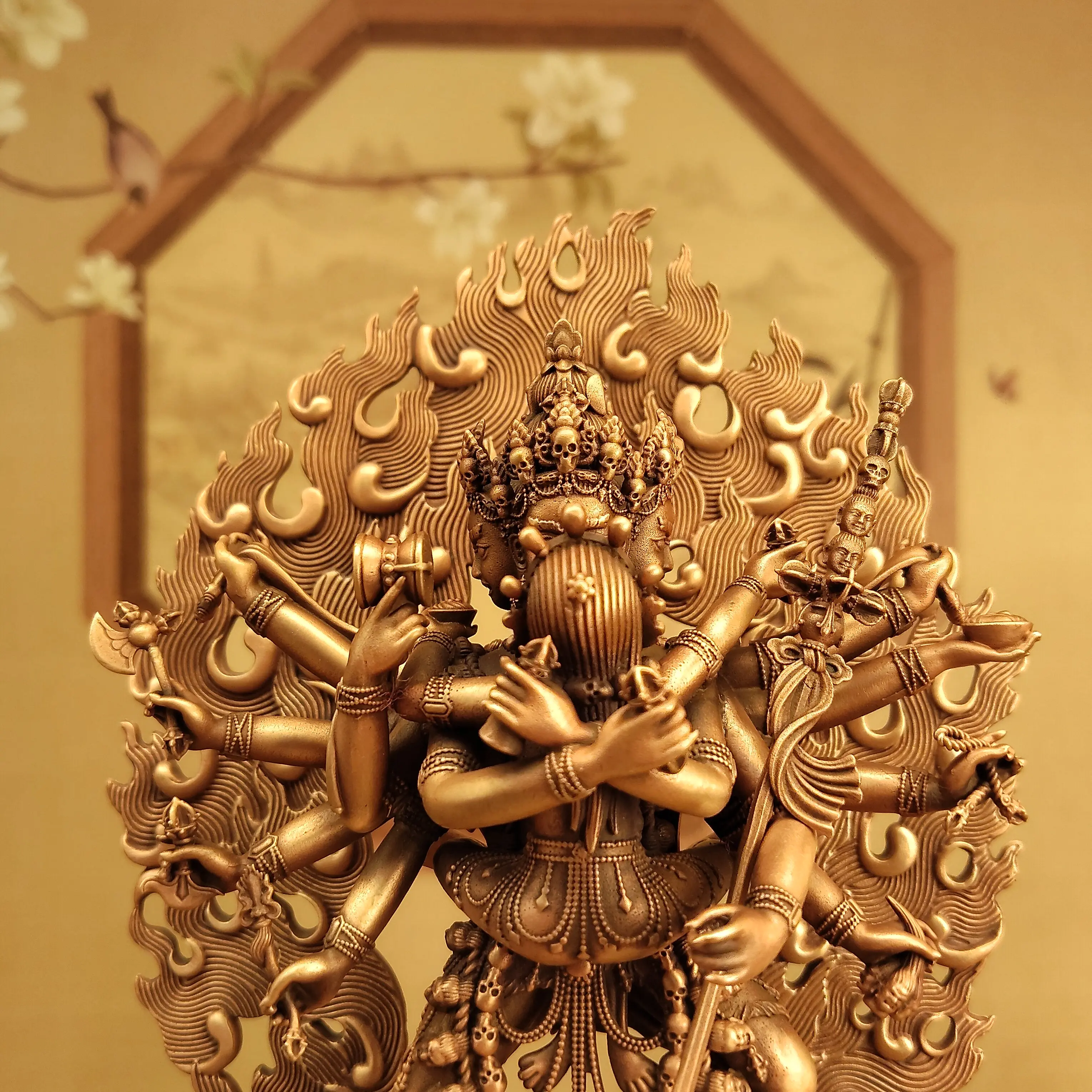 Tibetan Ethnic Copper Chakrasamvara Heruka Statue 15cm Home Office Living Room Altar Blessing
