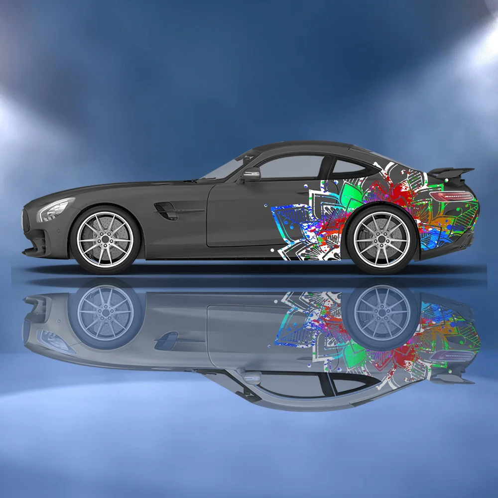 

Colorful Mandala Lines Car Vinyl Wraps Decal Self-adhesive PVC Sticker Suitable for Trucks SUV Decoration Auto Accessories Gift