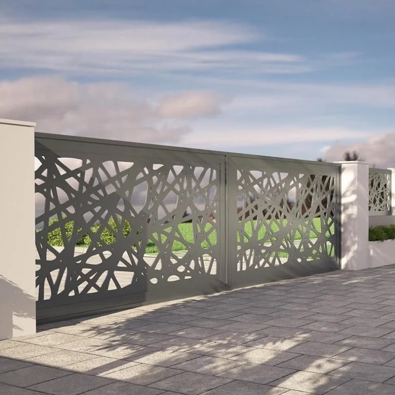 *& Laser Cut Aluminum Gate 12Ft 3D Pattern Modern Entrance Villa Garden