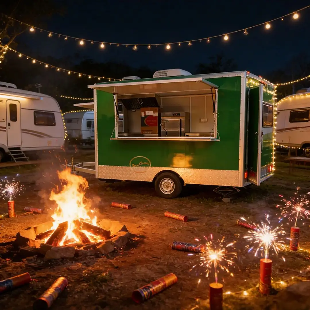 

Customizable Fiberglass Food Cart Fully Equipped Mobile Kitchen Trailer with Sink Vent for Street Vending