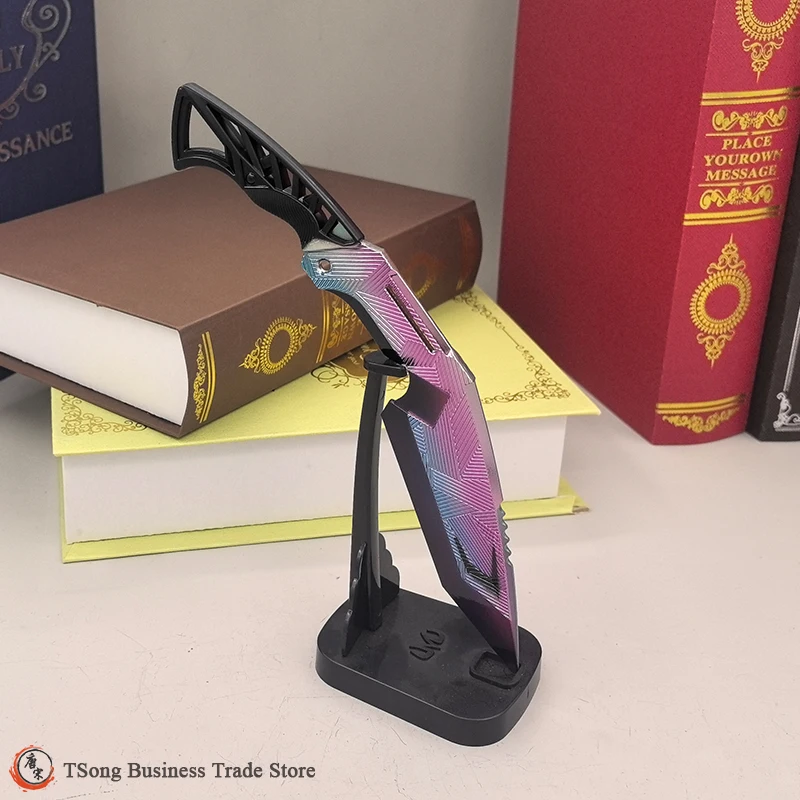 22cm mini réplica de metal tomahawk nepal faca de combate modelo de arma de liga com bainha de couro jogo de zona escura decoração colecionável