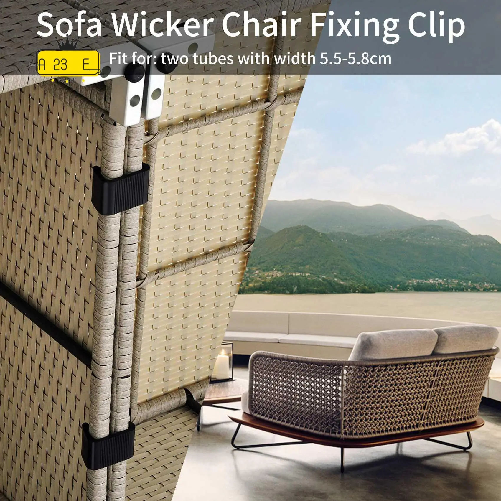 A23E-10 PC Outdoor Garden Rattan Wicker Furniture Alignment Fastener Sofa Clip Connector Suitable For Rattan Furniture Sofa