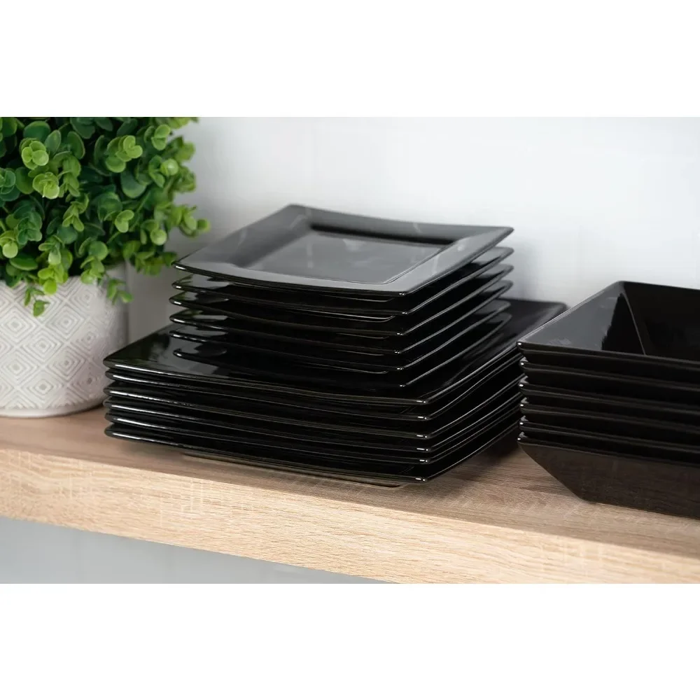 30 Pc Dinnerware Set, Black