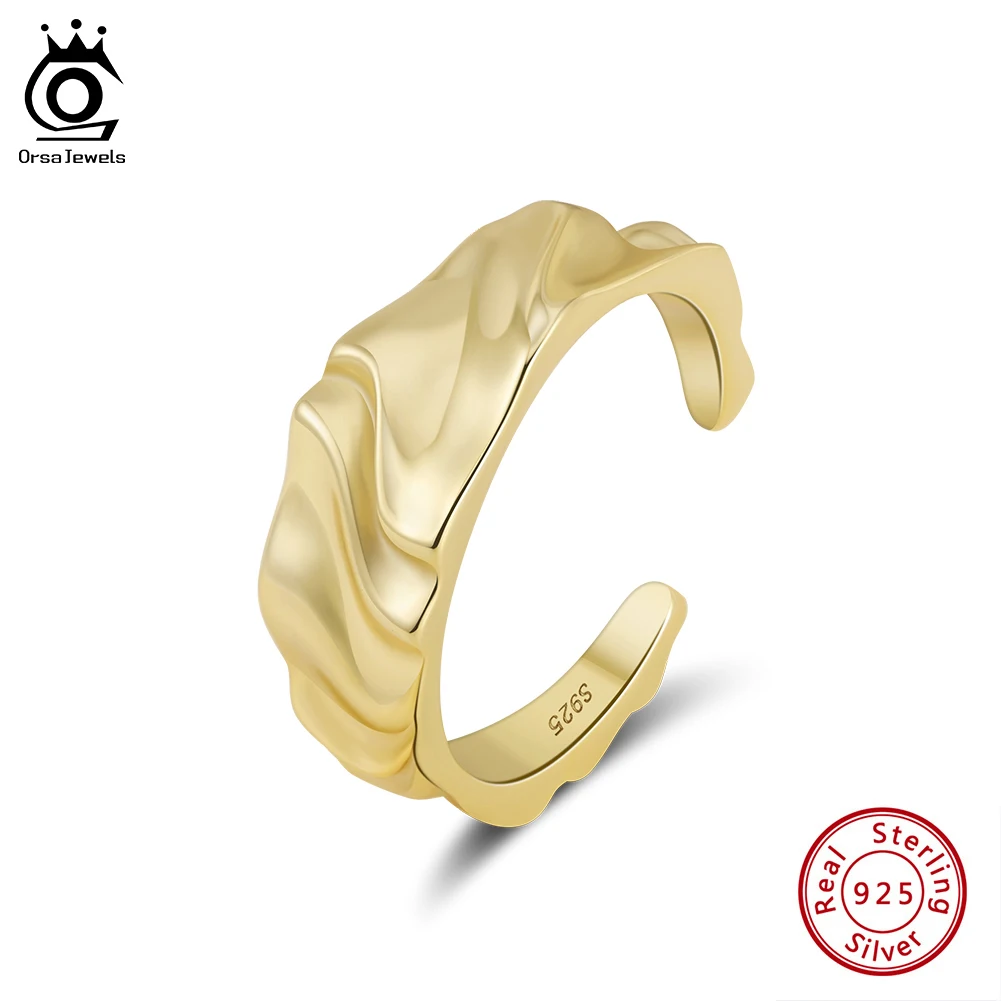 

ORSA JEWELS Romantic 925 Sterling Silver Ring For Women Gift Geometric Creative Finger Rings Engagemen Wedding Adjustable GAR05