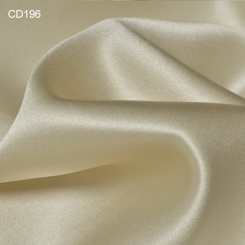 HYSK 100% satin silk fabric 30mm heavy thick high density soft natural charmeuse original white cream range for sewing dress