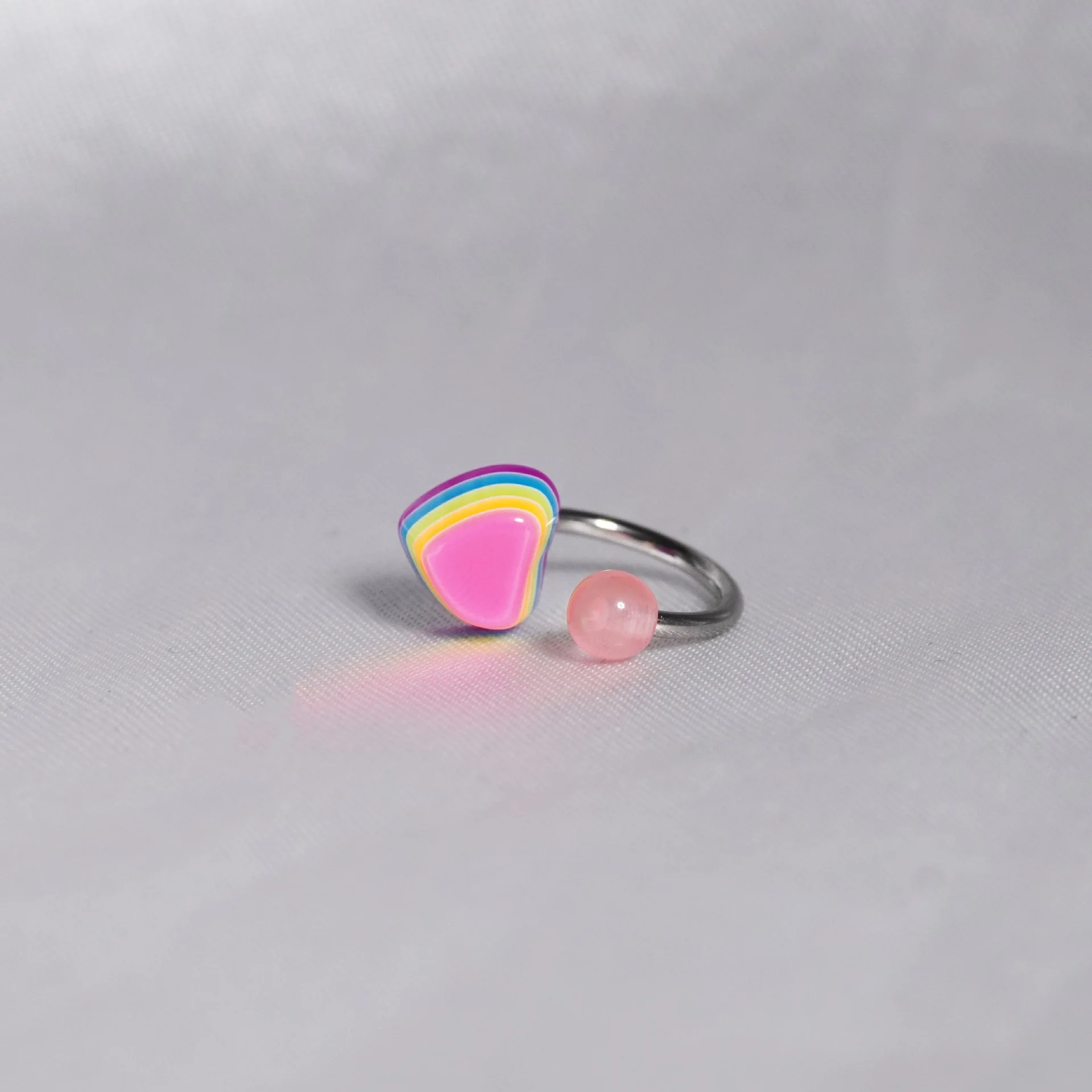 New Star Love Lip Ring Stainless Steel Luminous Ball Horseshoe Ring Color Resin Pentagram Earbone Ring Piercing Jewelry