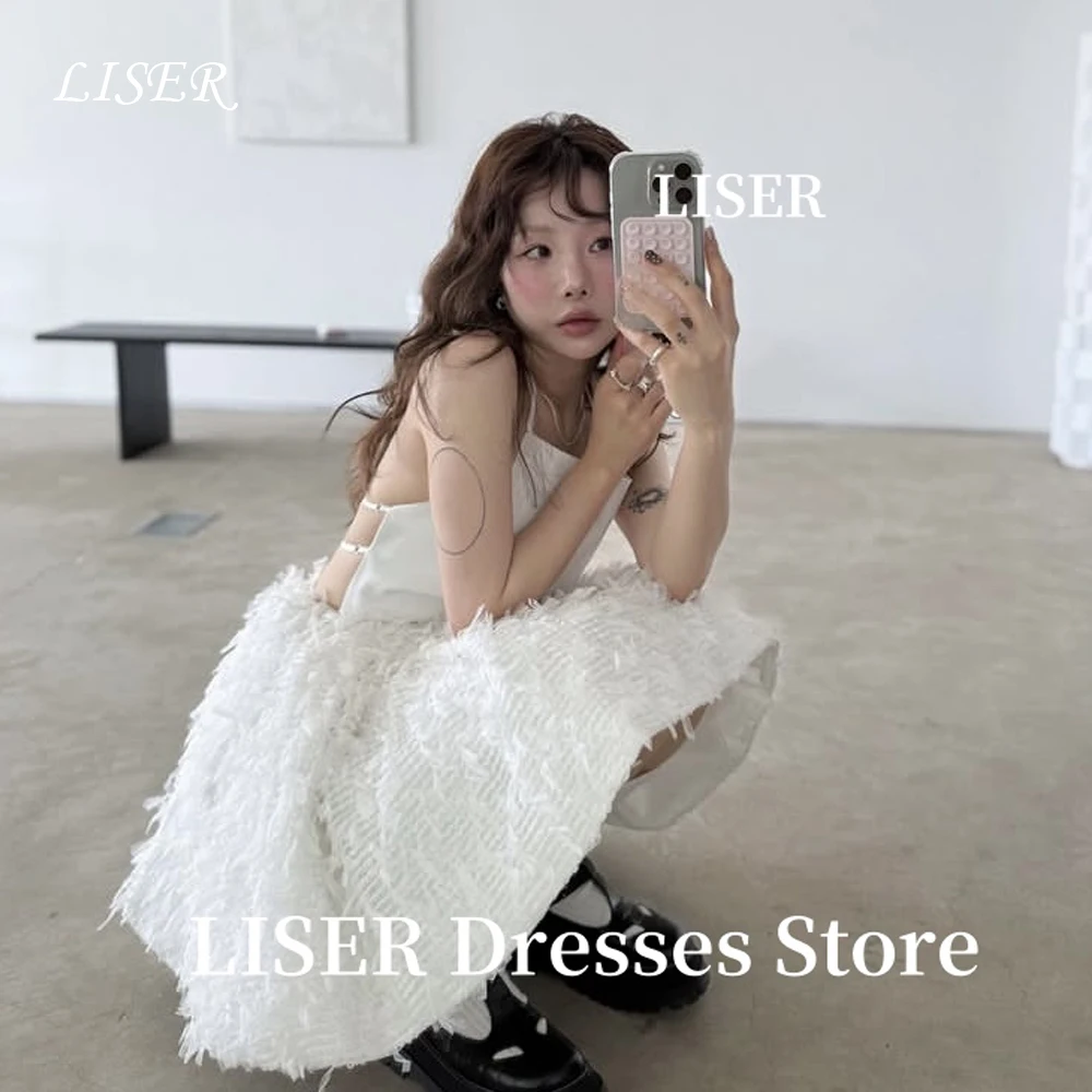 Liser Square Collar Mini Simple Wedding Party Dresses Silk Satin Sweet Short Evening Dresses 웨딩드레스 Customized Corsets Back