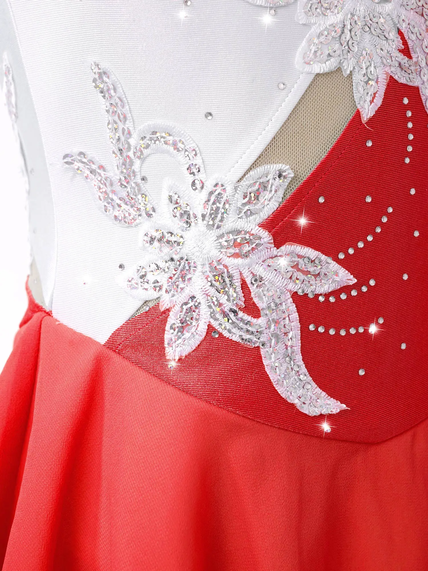 Meisjes Kunstschaatsjurk Glitter Ballet Turnpakje Jurk Mouwloze Gymnastiek Turnpakje Romper Strass Competitiekostuums