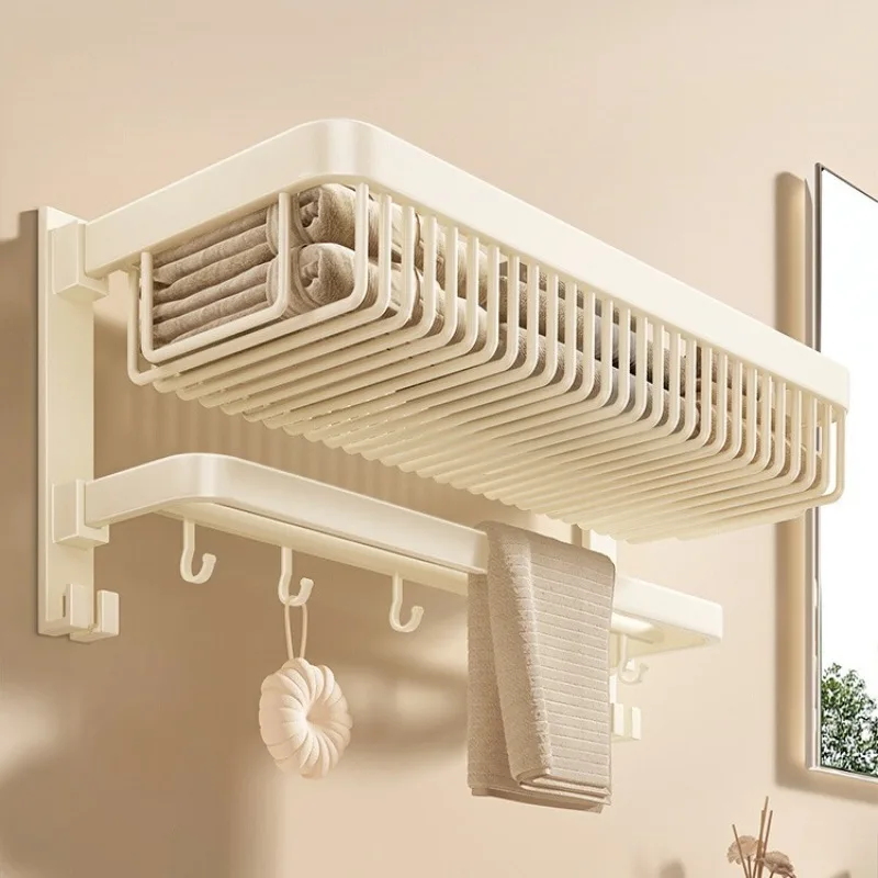 Cream Style Bathroom Towel Rack, Corner Storage Rack, Non Perforated Bathroom Hardware Pendant Set Shower Shelf