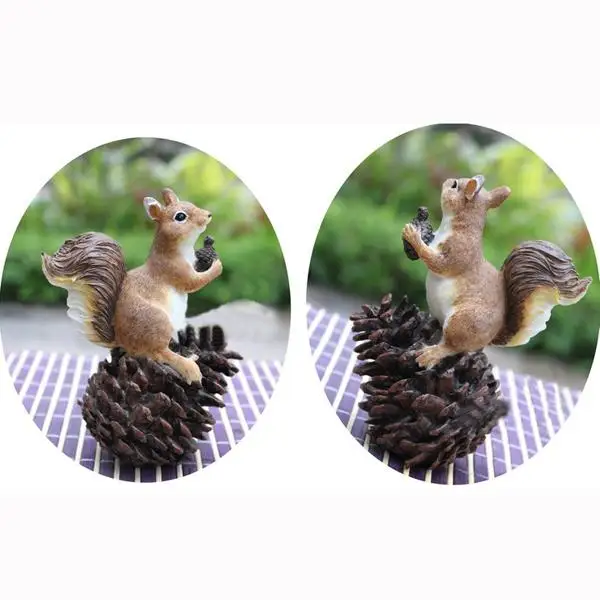 2Pcs Resin Squirrel Animal Outdoor Statues Artificial Birds, Decorative