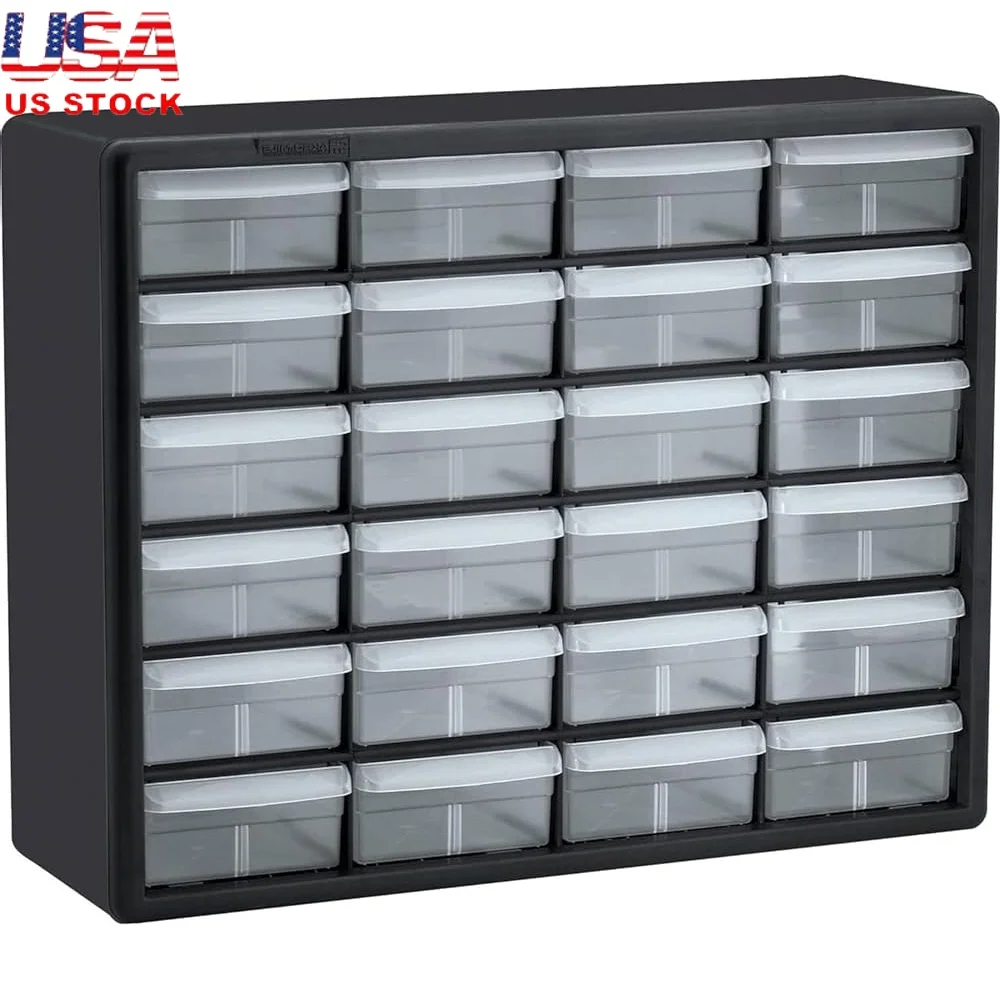 

24-Drawer Plastic Storage Cabinet Tool Organizer Classroom Craft Bead Workshop Drawer Unit Garage Supplies Storage Box